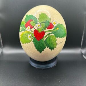 Hand Painted Floral Hand Decorated Ostrich Egg 6”